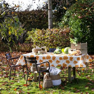 Arancione-Wit -frolijk--tovaglia con fiori