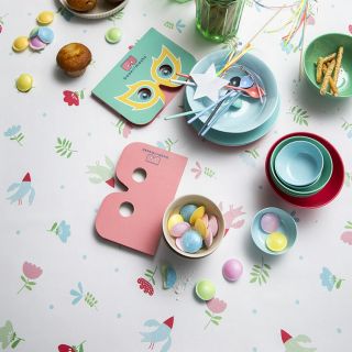 Bird-Flowers-White Stips-Vrol Zeil
