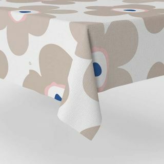 Tovaglia di fiori-beige-blu bianca