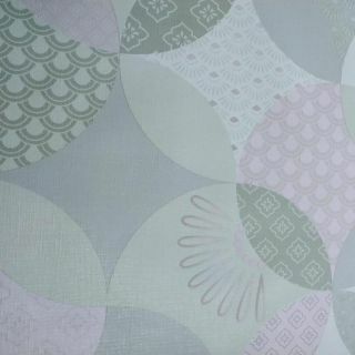 Purple-Green-White-Flowers-Cirkels-Vrolijk tovaglia